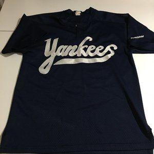 Vintage New York Yankees Mens Medium Jersey Mesh Made in USA Demarini Blue